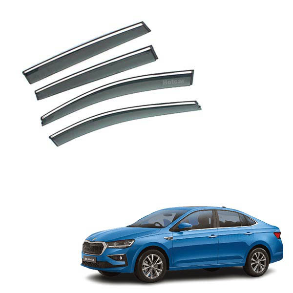 Skoda Slavia - Door Visors (Black with Chrome Line)