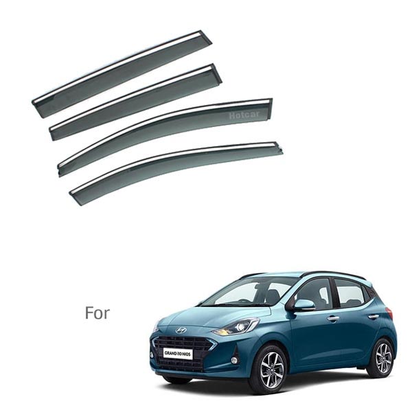Hyundai I10 Nios - Door Visors (Black with Chrome Line)