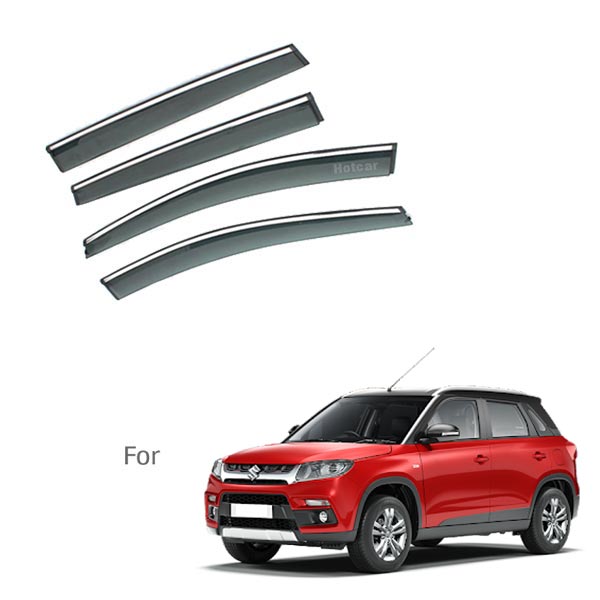 Maruti Brezza - Door Visors (Black with Chrome Line)