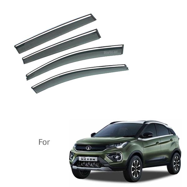 Tata Nexon - Door Visors (Black with Chrome Line)