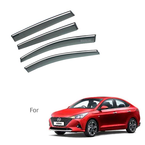 Hyundai Verna 2020 - Door Visors (Black with Chrome Line)