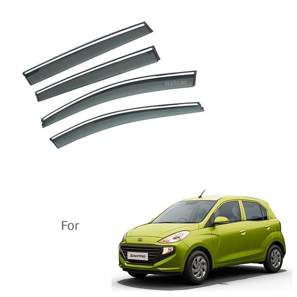 Hyundai Santro New - Door Visors (Black with Chrome Line)