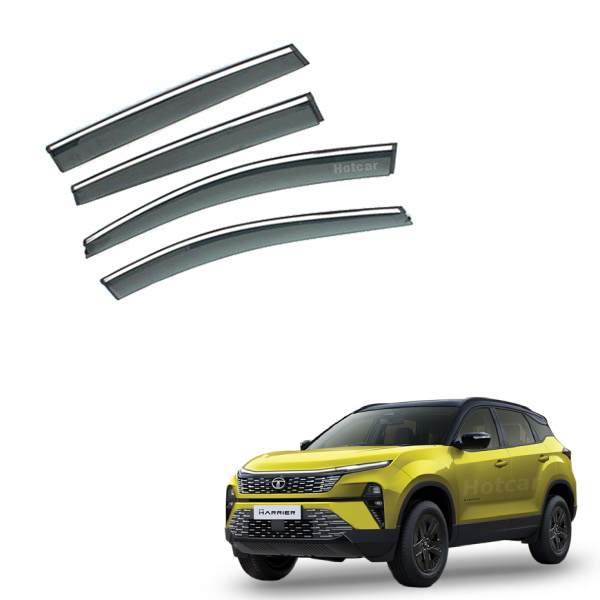 Tata Harrier - Door Visors (Black with Chrome Line)
