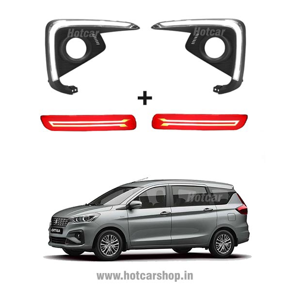 Ertiga 2019 - Combo of 5 Products - Fog Light DRLs, LED Reflectors, LED Sill Plates, Atmosphere Lights & Scotch Locks