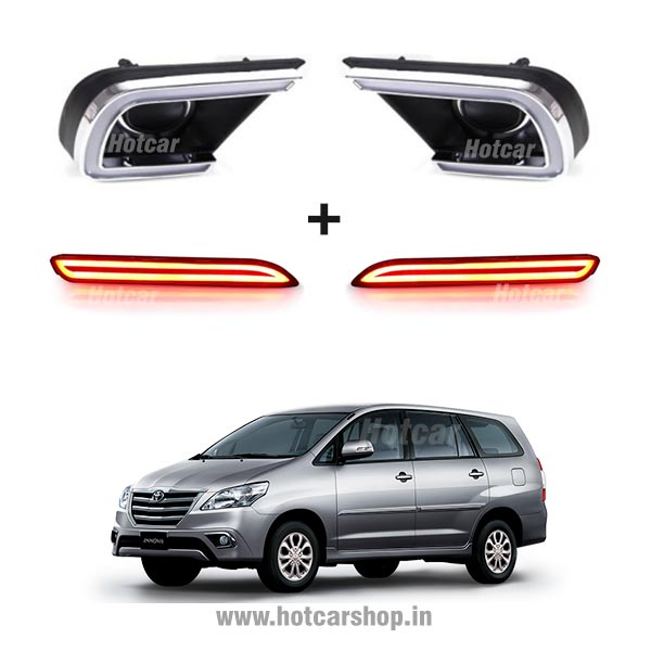 Innova Type 4 - Combo of 5 Products - Fog Light DRLs, LED Reflectors, LED Sill Plates, Atmosphere Lights & Scotch Locks
