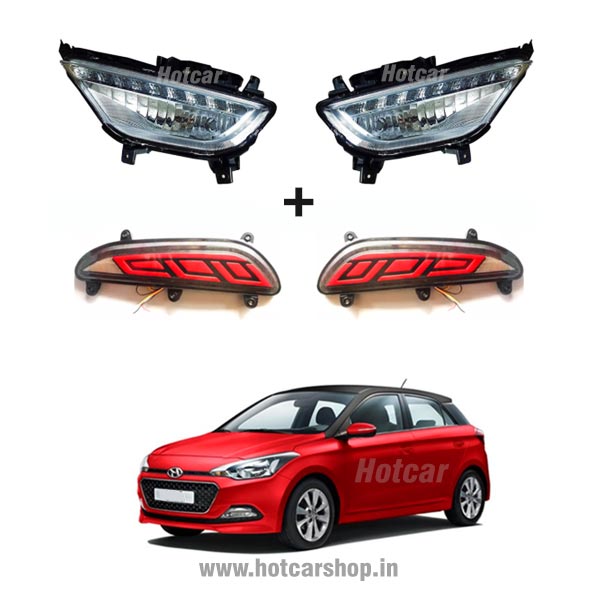 i20 Elite 2014 - Combo of 5 Products - Fog Light DRLs, LED Reflectors, LED Sill Plates, Atmosphere Lights & Scotch Locks