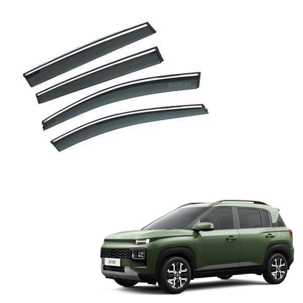 Hyundai Exter - Door Visors (Black with Chrome Line)