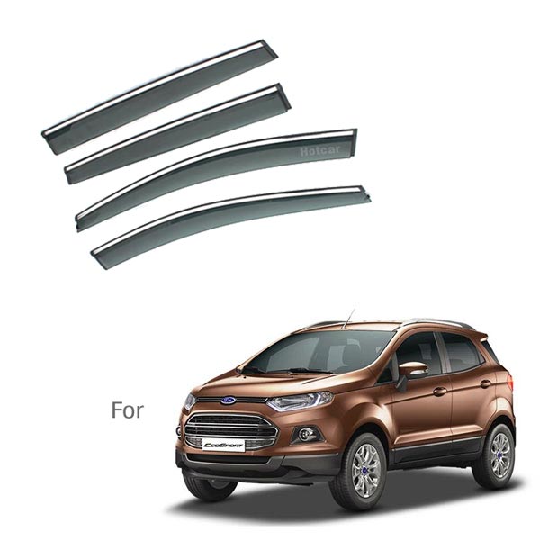 Ford Ecosport Type 1 and 2 - Door Visors (Black with Chrome Line)
