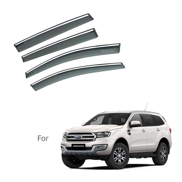 Ford Endeavour Type 3 - Door Visors (Black with Chrome Line)