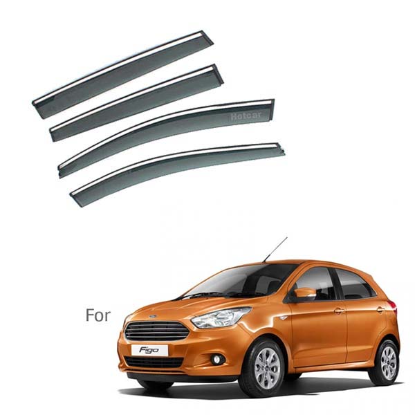 Ford Figo Type 2- Door Visors (Black with Chrome Line)