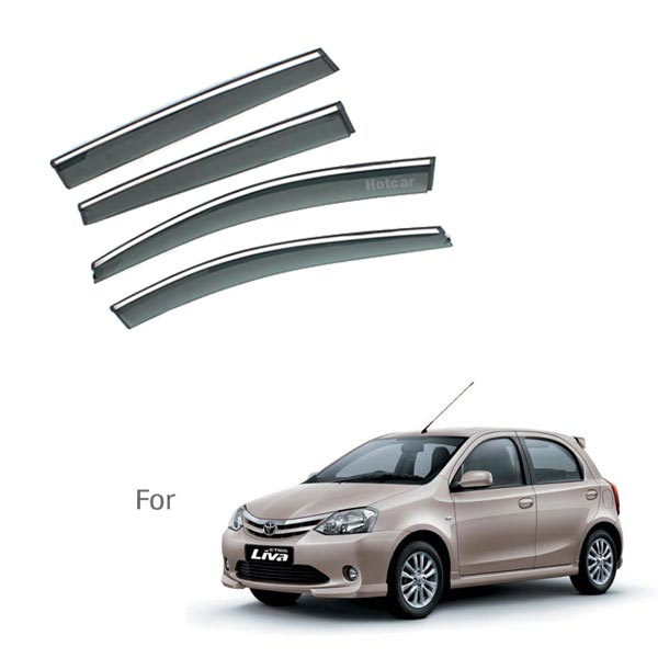 Toyota Etios Liva - Door Visors (Black with Chrome Line)