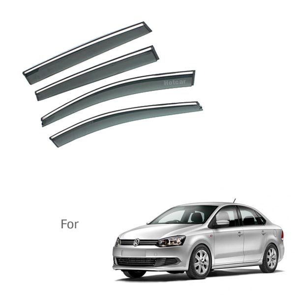 Volkswagen Vento Type 1 and 2 - Door Visors (Black with Chrome Line)