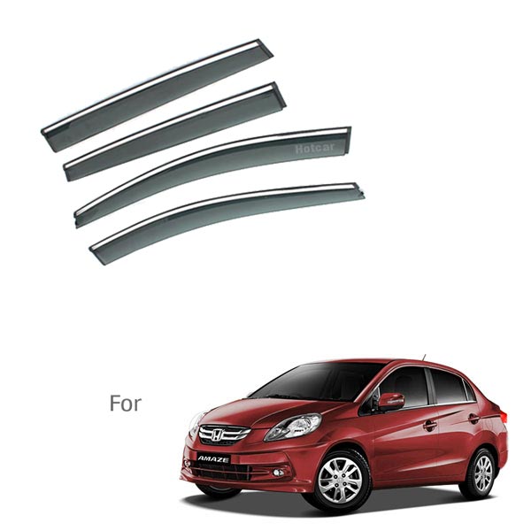 Honda Amaze Type 1 and 2- Door Visors (Black with Chrome Line)