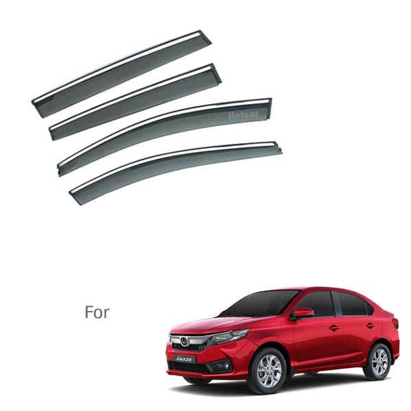 Honda Amaze Type 3- Door Visors (Black with Chrome Line)