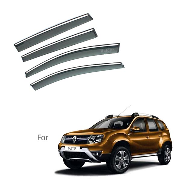 Renault Duster Type 1 and 2 - Door Visors (Black with Chrome Line)