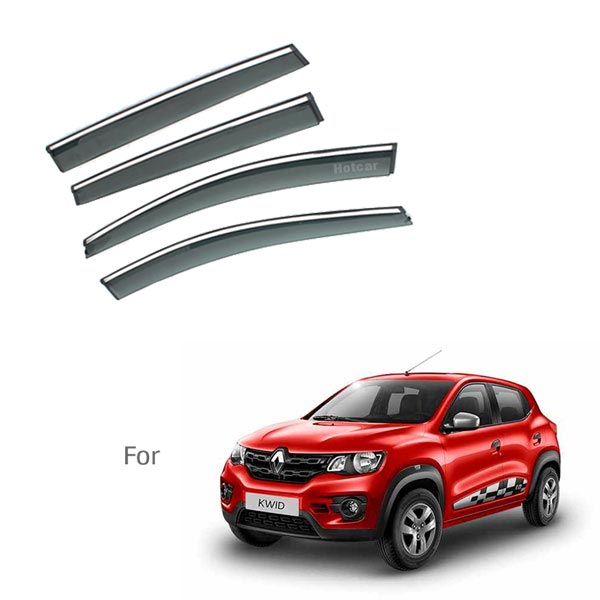 Renault Kwid - Door Visors (Black with Chrome Line)