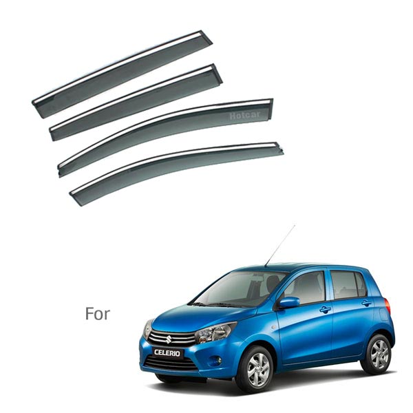 Maruti Celerio - Door Visors (Black with Chrome Line)