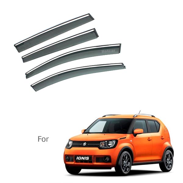 Maruti Ignis - Door Visors (Black with Chrome Line)