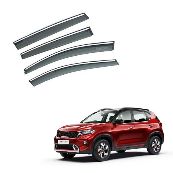 Kia Sonet - Door Visors (Black with Chrome Line)