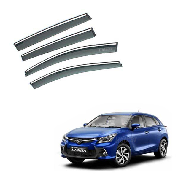 Toyota Glanza - Door Visors (Black with Chrome Line)