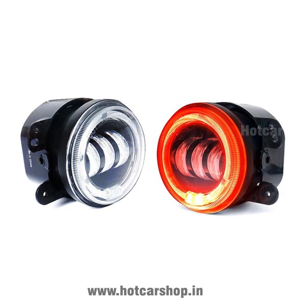 Universal 4 Inch Projector Fog Lights with Halo Ring DRLs & Indicators - Set of 2
