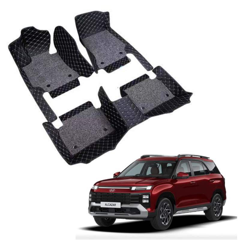 Hyundai Alcazar (2024 Onwards) Premium 7D Floor Mats - 4 Colour Options