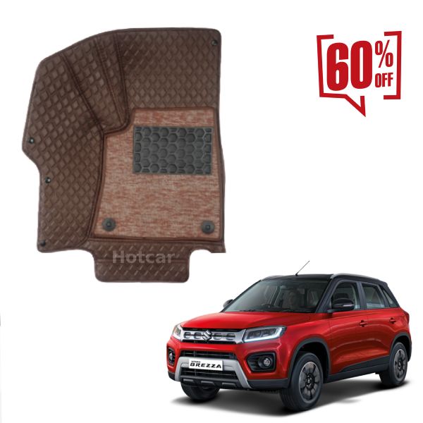 Maruti Vitara Brezza (2016 to 2021) Luxury Quality 7D Floor Mats - Coffee