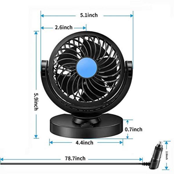 360 Degree Car Interior Fan - Single Head