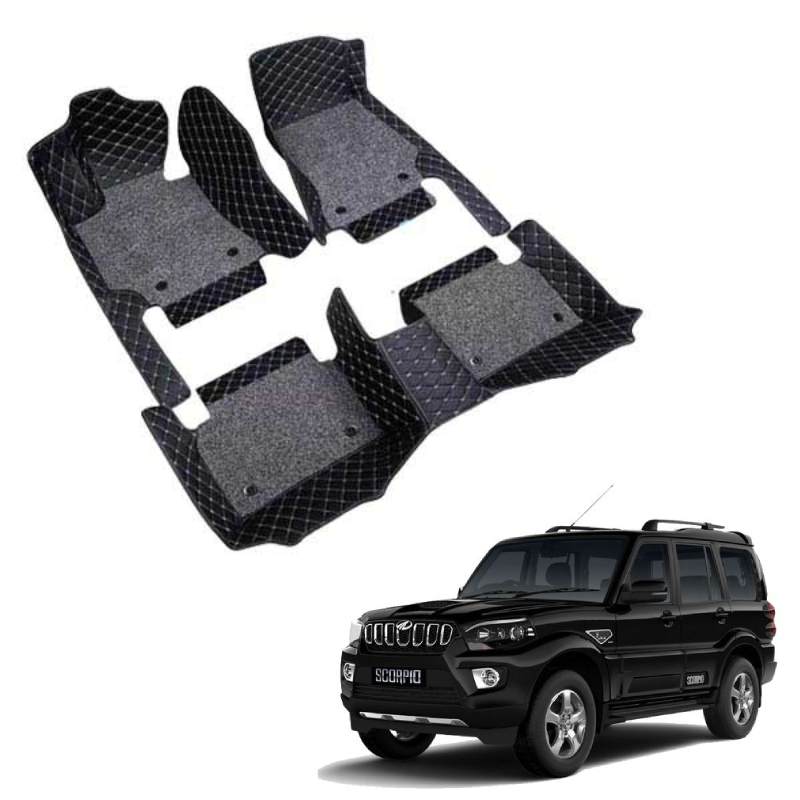 Mahindra Scorpio (2014 Onwards) Premium 7D Floor Mats - 4 Colour Options