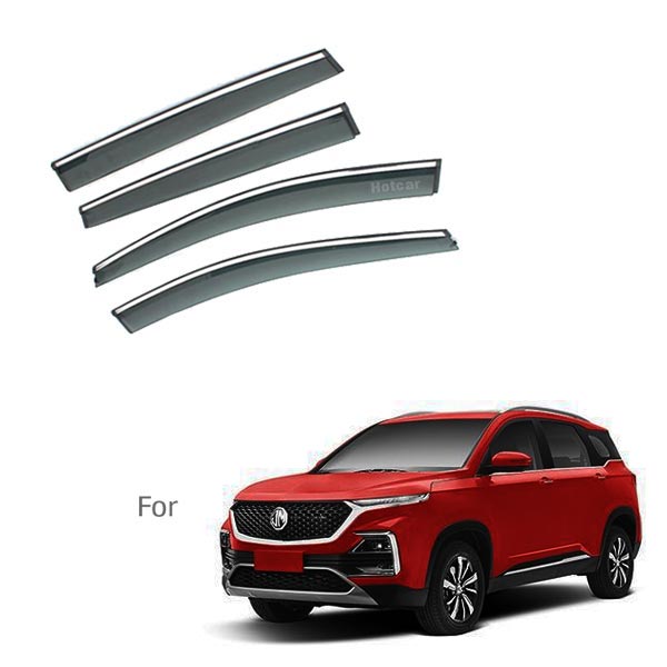 MG Hector - Door Visors (Black with Chrome Line)