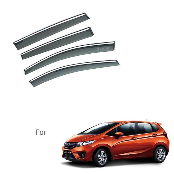 Honda Jazz Type 2 Door Visors Black with Chrome Line