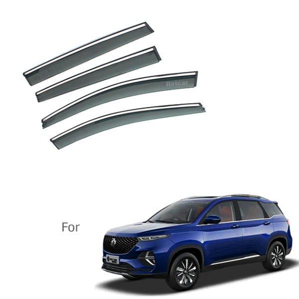 MG Hector Plus - Door Visors (Black with Chrome Line)