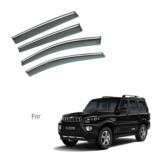 Mahindra Scorpio - Door Visors (Black with Chrome Line)