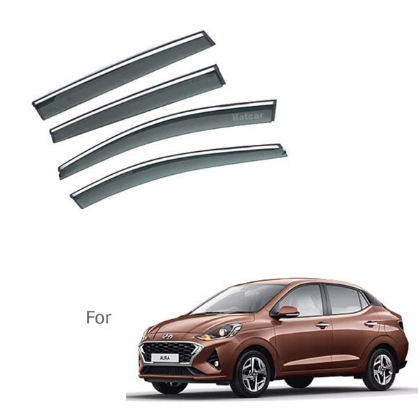 Hyundai Aura - Door Visors (Black with Chrome Line)