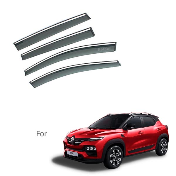 Renault Kiger - Door Visors (Black with Chrome Line)