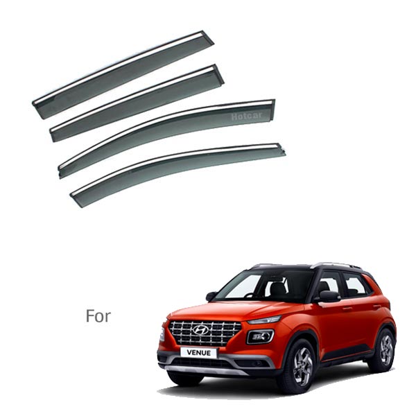 Hyundai Venue - Door Visors (Black with Chrome Line)