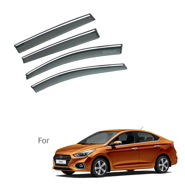 Hyundai Verna 2018 - Door Visors (Black with Chrome Line)