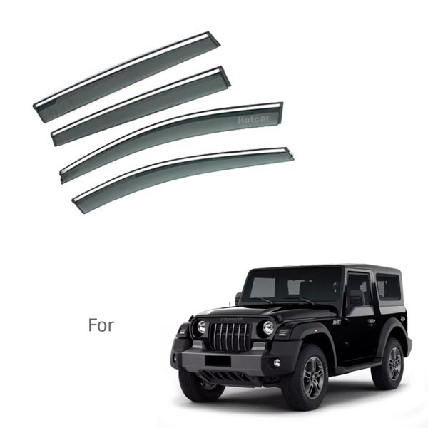 Mahindra Thar 2020 - Door Visors (Black with Chrome Line)