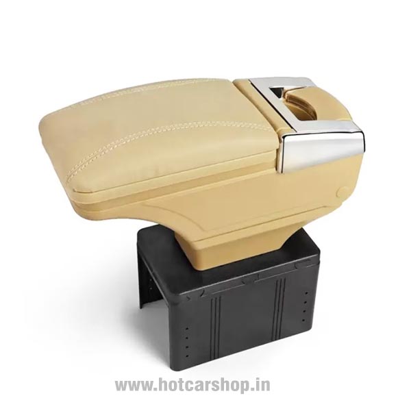 Universal Car Armrest With Cup Holder - Beige