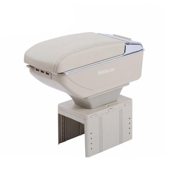 Universal Luxury Armrest with USB Mobile Charging Ports - Beige