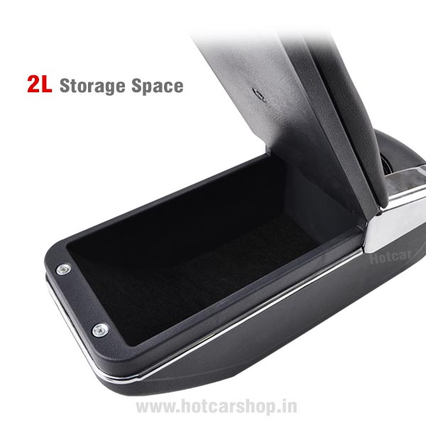 Universal Car Armrest With Cup Holder - Black