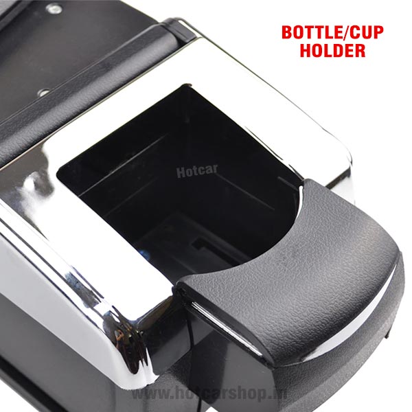 Universal Car Armrest With Cup Holder - Black