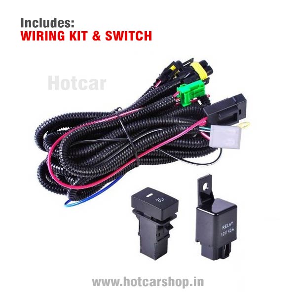 Maruti Alto800 Fog Light Assembly - Set of 2 (with Wiring Kit & Switch)