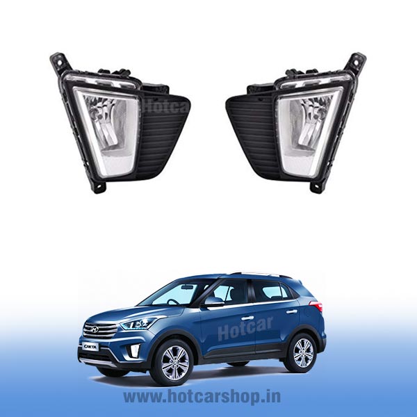 Hyundai Creta (2015 to 2017) Fog Light Assembly - Set of 2 (with Wiring Kit & Switch)
