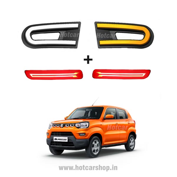 S Presso - Combo of 5 Products - Fog Light DRLs, LED Reflectors, LED Sill Plates, Atmosphere Lights & Scotch Locks