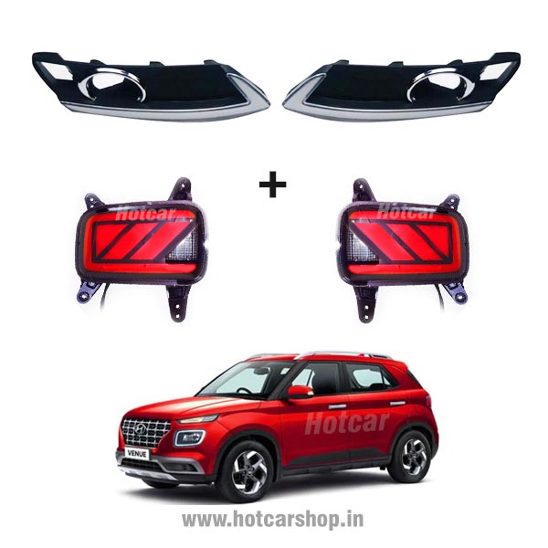 Venue - Combo of 5 Products - Fog Light DRLs, LED Reflectors, LED Sill Plates, Atmosphere Lights & Scotch Locks