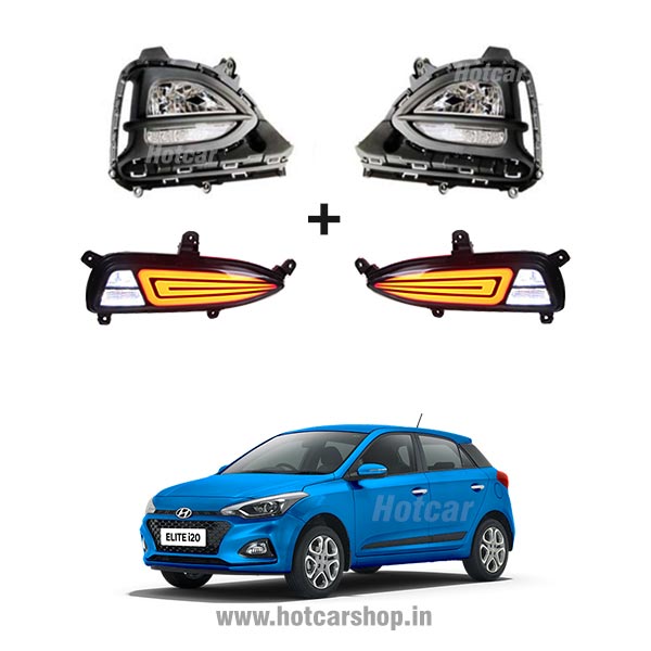i20 Elite 2018 - Combo of 5 Products - Fog Light DRLs, LED Reflectors, LED Sill Plates, Atmosphere Lights & Scotch Locks