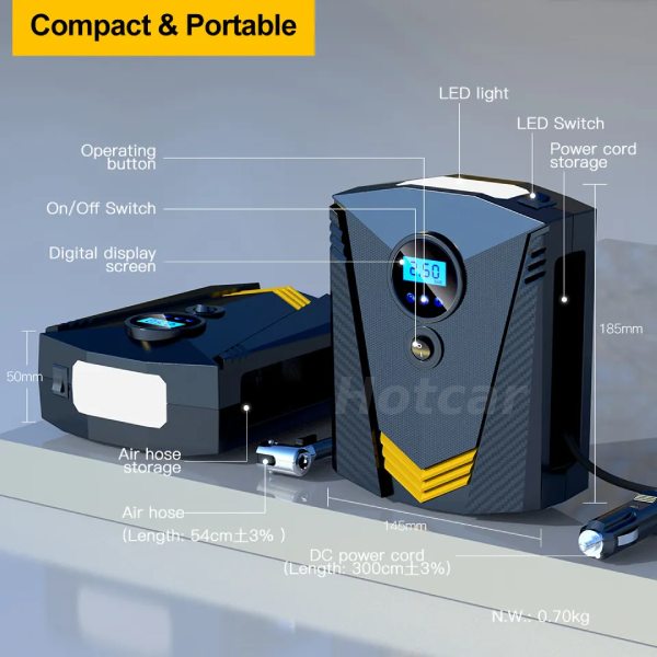 Portable Tyre Inflator with Digital Display (Branded)