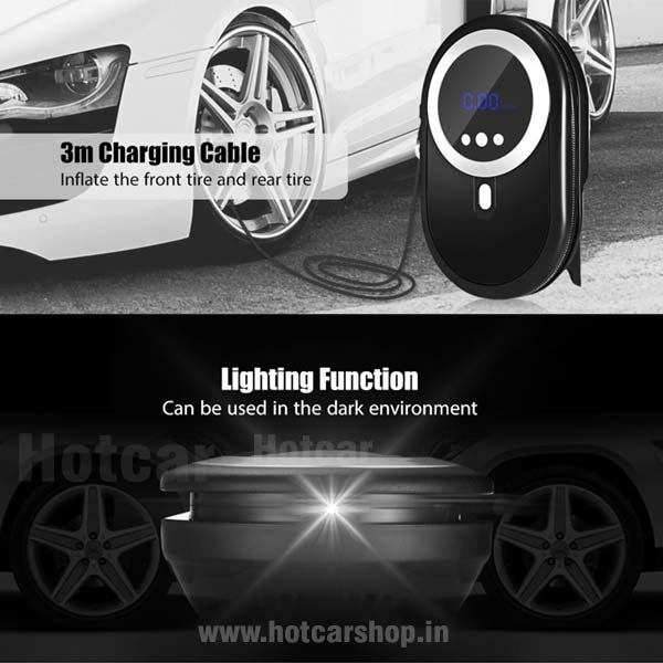 Hotcar Stylish & Compact Tyre Inflator with Digital Display - One Year Warranty