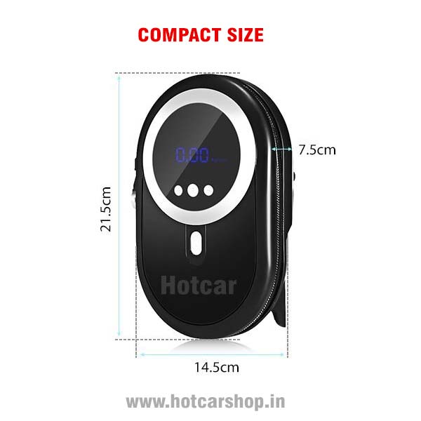 Hotcar Stylish & Compact Tyre Inflator with Digital Display - One Year Warranty